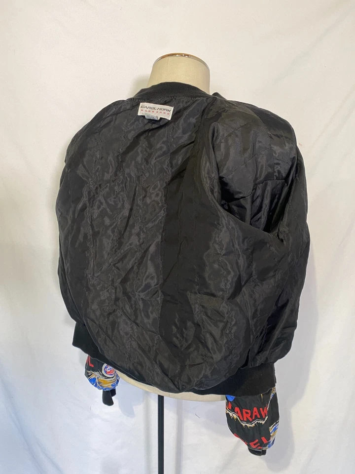 Chaqueta Bomber De Colección Carol Horn Taller Estampado Temático de Viaje Colores Seda Pura Talla S Foto 4 de 4