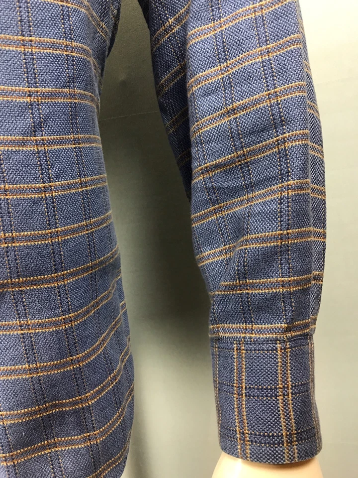 Camisa Para Hombres Talbots Mediana Tejida Azul Cerúleo Beige y Marrón Rejilla Algodón Brillante Foto 4 de 4