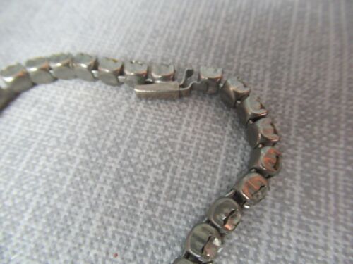 2 Vintage Clear Rhinestone Jewelry Pcs Silver Tone Choker & Pin c5 tk - Picture 3 of 7
