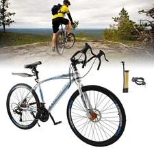 NEW 27 speed Road Bike Racing Bicycle 700C 26" Wheels Adult White+Blue