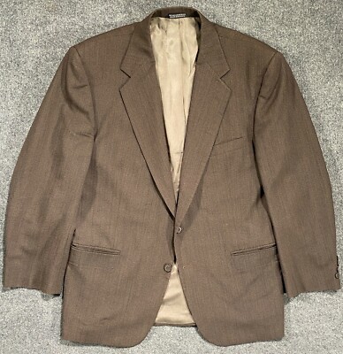 TOWNCRAFT Worsted Wool 44R Blazer 2-Btn/Brown/Lined/Cntr Vent Sportcoat Jacket