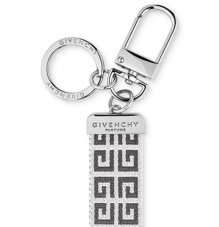 Givenchy 4G Unisex Silver Key Ring Key Chain Holder Jacquard Givenchy 4G Unisex Silver Key Ring Key Chain Holder Jacquard