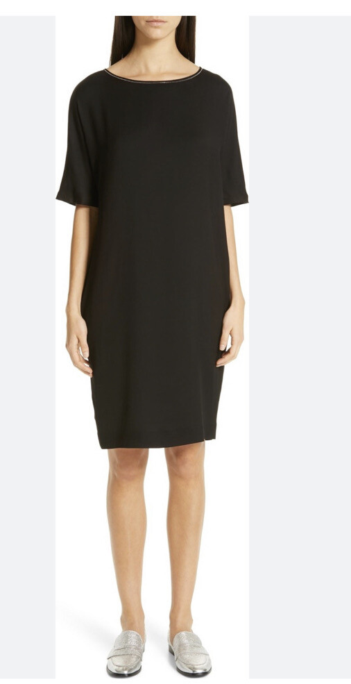 FABIANA FILIPPI Made in Italy Monili Beaded Trim Cascade Back Shift Dress  XXS | eBay