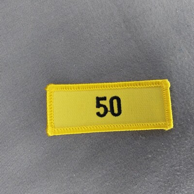 '50' Fifty Spell Out Yellow Black Rectangle Sew On 1'' x 2.5'' Patch