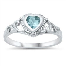 Heart Ring Genuine Sterling Silver 925 Rhodium Plated Height 7 mm Size 1 - 12