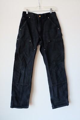 Carhartt B01 BLK USA Double Knee Dungaree Duck Jean 29X32