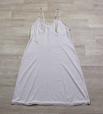 50s Swiss Dot Embroidered White Nylon Full Slip VTG 1950s Pinup Lingerie