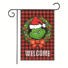 Double Sided 12x18 Inch Yard Flag Merry Grinch christmas decorations garden flag
