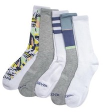 Quicksilver Crew Socks 5 Pair Men 6-12 NIP  