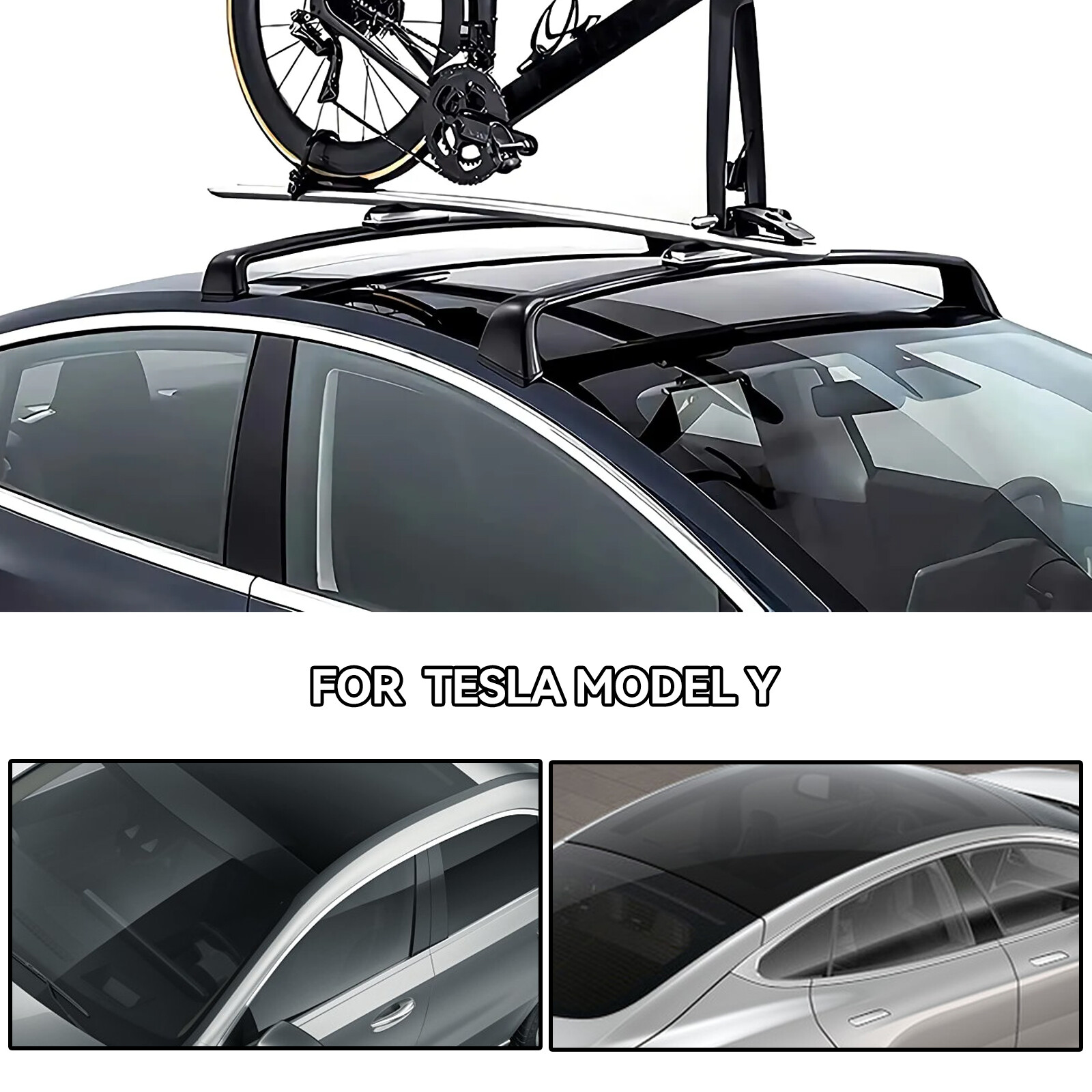Roof Rack Cross Bars Luggage Carrier For Tesla Model Y 2020 2021 2022 2023 2024