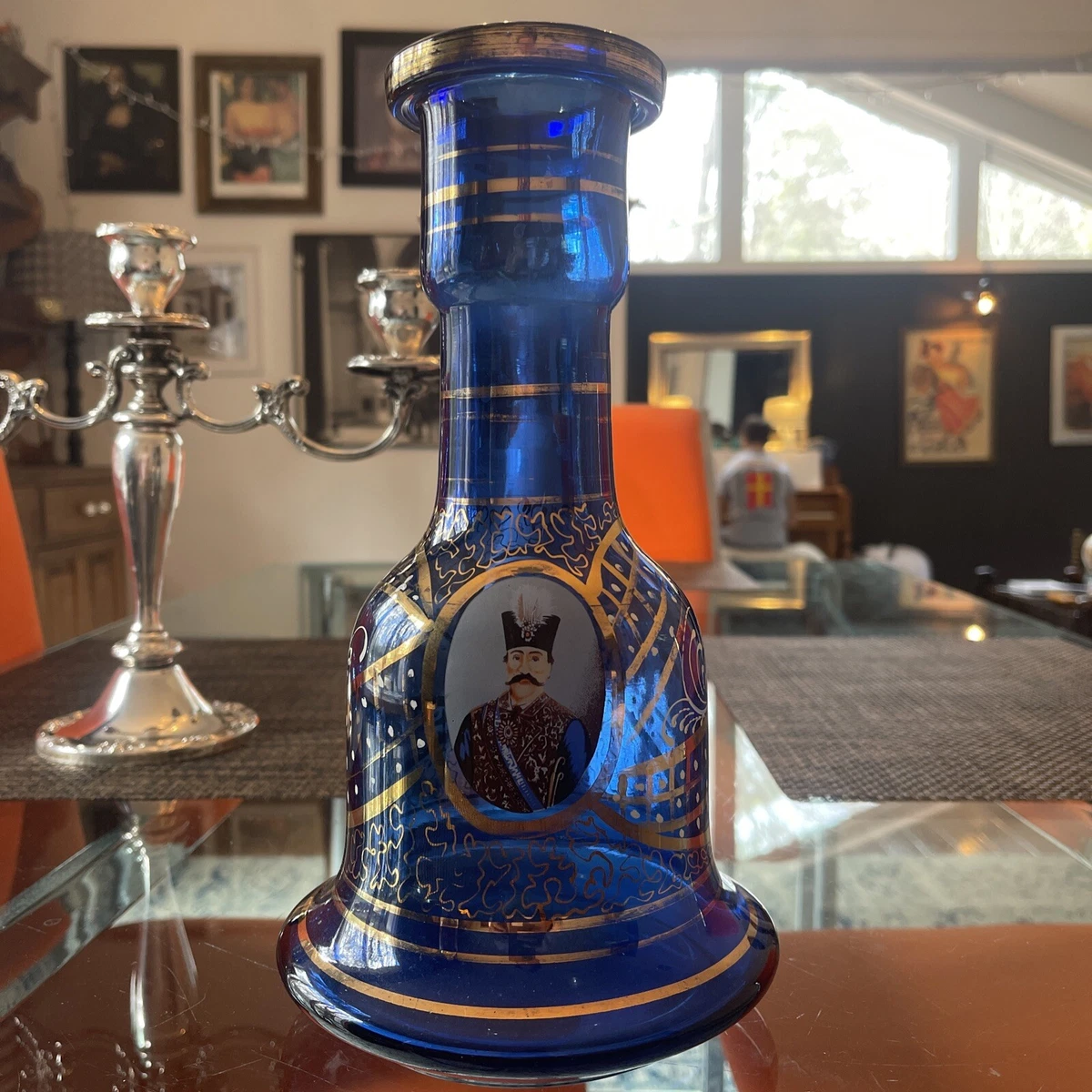 工芸品 BLUE ORIGINAL PERSIAN GLASS HAND MADE Glass Blue Middle Eastern Antiques for sale | eBay