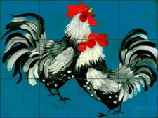 Rooster Tile Backsplash Bonnie Siebert Kitchen Art Ceramic Mural POV-BSA002
