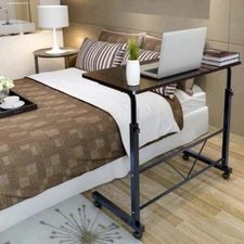 Adjustable Height Laptop Desk Rolling Bedside Table Computer Over Bed Standing