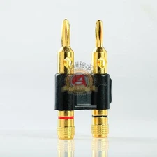 NEW Premium gold Dual 2 banana plug post jack speaker wire cable audio connector