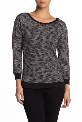 Papillon Women Size Medium Two Tone Pullover Sweater Black