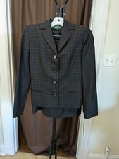Vintage Ralph Lauren Skirt Suit Womens Jacket 2P Skirt 4P Charcoal New With Tags