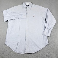Ralph Lauren Shirt Mens 16.5 Blue Striped Dress Button Up Long Sleeve 