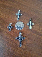 LOT of 4 Cross Pendants Crafts Charms