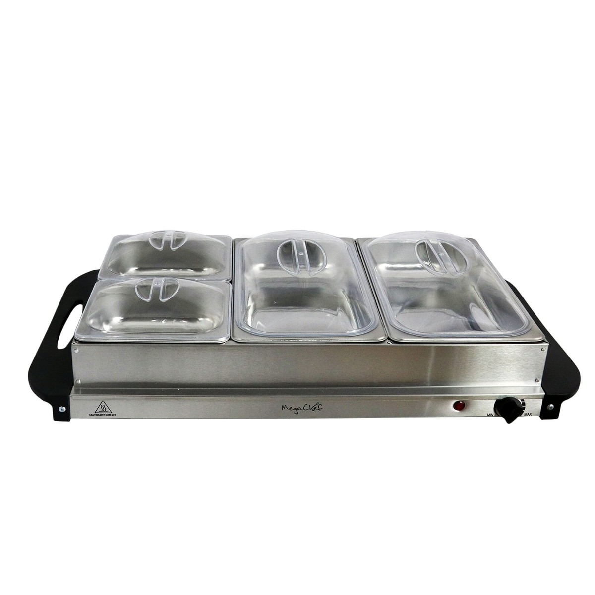 3 Section Buffet Server & Food Warmer Stainless Steel