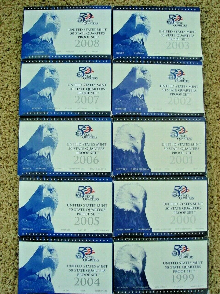 10 United States US MINT 50 State Quarters Proof Sets (1999-2008) with COA's - Image 2 of 3