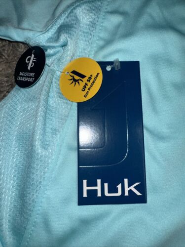 Men's HUK Vented Pursuit Aqua Blue Long Sleeve Shirt Size Medium MSRP: $40.00 - Picture 8 of 9