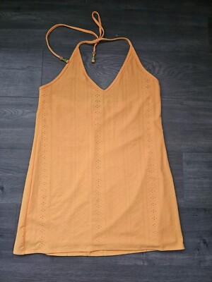 Wild Fable Women's Vibrant Orange Halter Tie W/ Open Back Dress - Size Large Nwt
