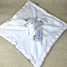 NEW Carter's Just One You White Bunny Pink Blue Floral Security Blanket Lovey