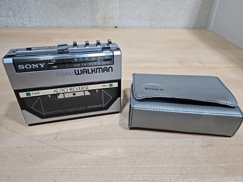 Vintage SONY WM-F55 FM/AM WALKMAN 1980s Made In Japan W/ Case Repair Parts AS-IS