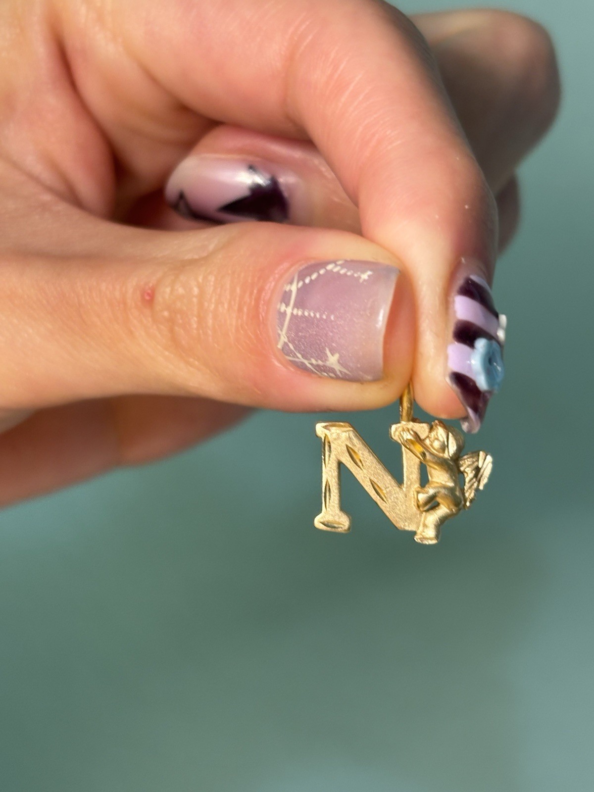 Vintage Michael Anthony Solid 14k Initial Pendant With Cherub/Angel Pendant
