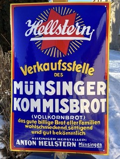 Emailschild Kommisbrot aus Münsingen von Anton Hellstern Top Zustand
