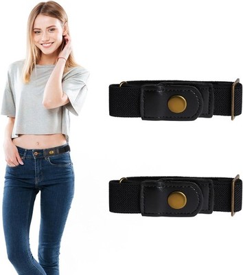 No Buckle Belts for Men,2 Pack Adjustable Buckless Belts Side Belts No Buckle
