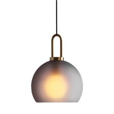 250mm Frosted Grey Spherical Glass Pendant Light, Frosted Grey Glass Globe wi...