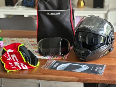 LS2 FF901 Advant X Carbon Klapphelm Motorrad Helm + Cardo Kommunikationssystem