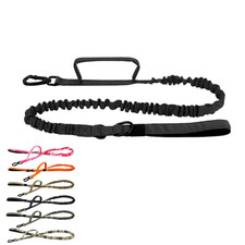 Double-Handle Tactical Bungee Dog Leash with Padded Handles,Seatbelt Attachment