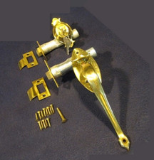 Vintage Entry Lock Set Brass Pull Handle & knob Dead Bolt w/ 2 keys - Dexter NOS