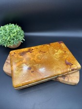 Vintage Mele Jewelry Box Organizer Marbled Butterscotch Gold Trim MCM