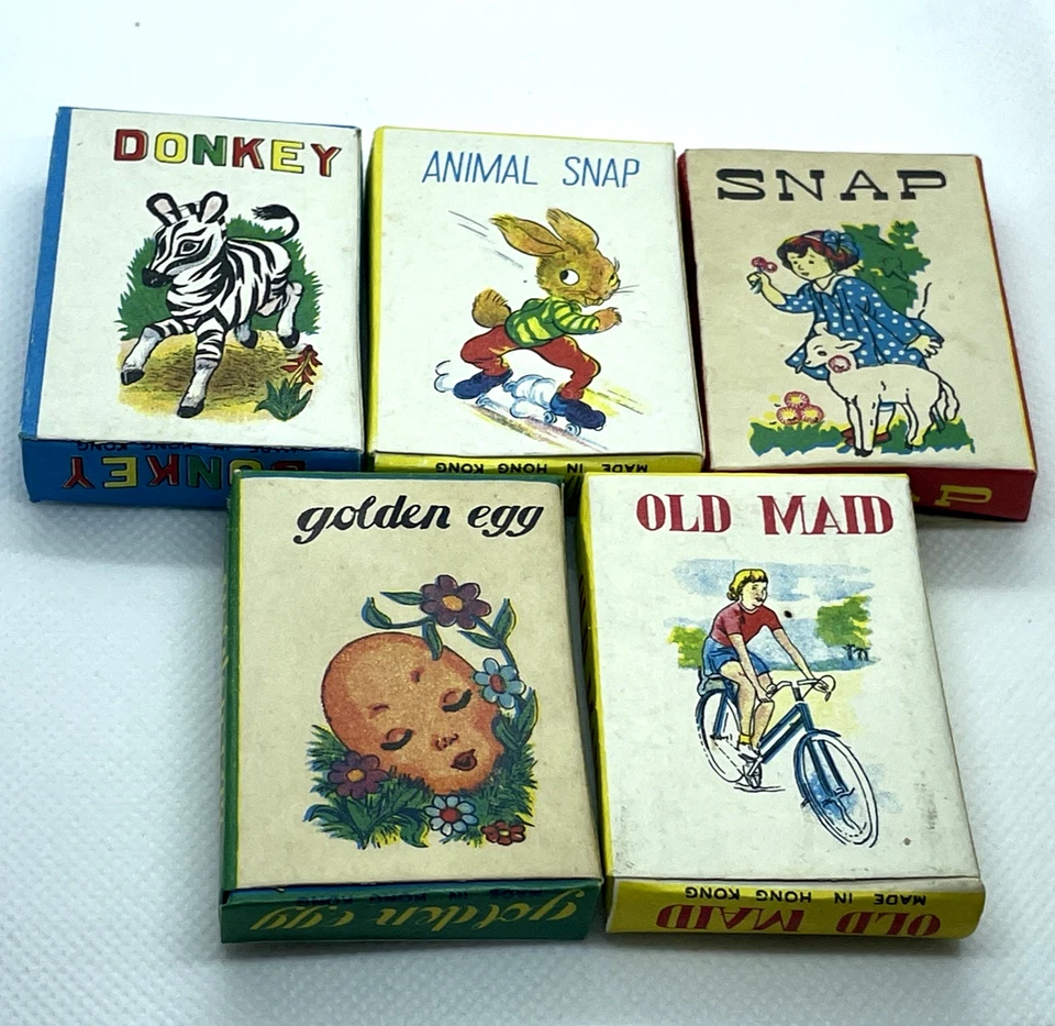Lote de juegos de cartas de colección años 50: Golden Egg, Old Maid, Snap, Animal Snap, Donkey Hong Kong Foto 3 de 4