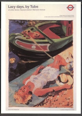 Postkarte: Faule Tage in Klein-Venedig (mit der U-Bahn fahren). Poster Repro 1991 (LTM447)