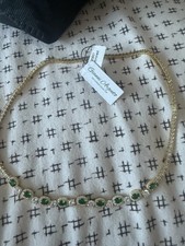 14K Yellow Gold Plated Lab-Created Emerald Women's Wedding Necklace