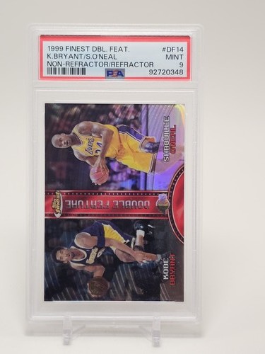 KOBE BRYANT SHAQUILLE O'NEAL 1999-00 TOPPS FINEST DOUBLE FEATURE PSA 9 Q5752