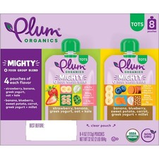 Plum OrganicsTots Mighty Strawberry/Banana and Banana/Blueberry 4oz Pouch 8pk