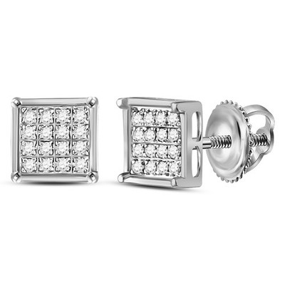Quadratische Ohrstecker 0,1 kt natürlicher Diamant 10 kt Weißgold