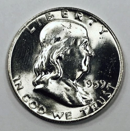 1959 D FRANKLIN HALF DOLLAR! SUPERB GEM BU+++! TOUGH THIS NICE! COOL! NR #G3162
