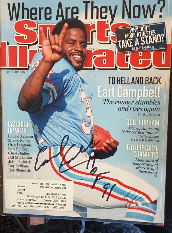 Earl Campbell Signed July 2012 Sports Illustrated Magazine