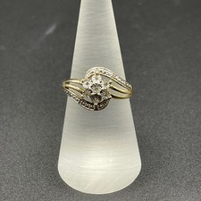 Ladies 9ct Yellow Gold Natural Diamond Cluste...