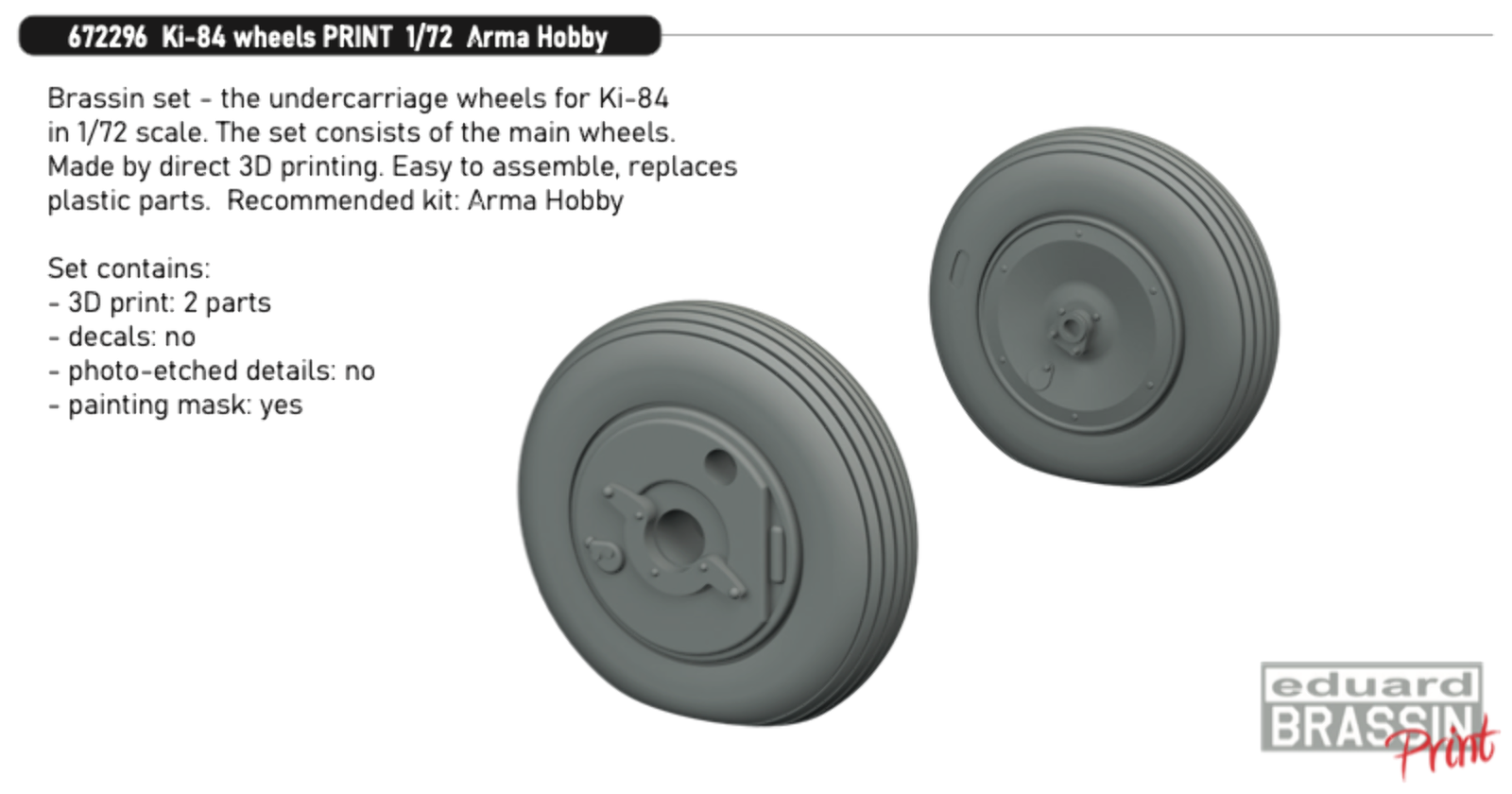 Eduard Brassin 672296 1:72 Nakajima Ki-84 Hayate wheels