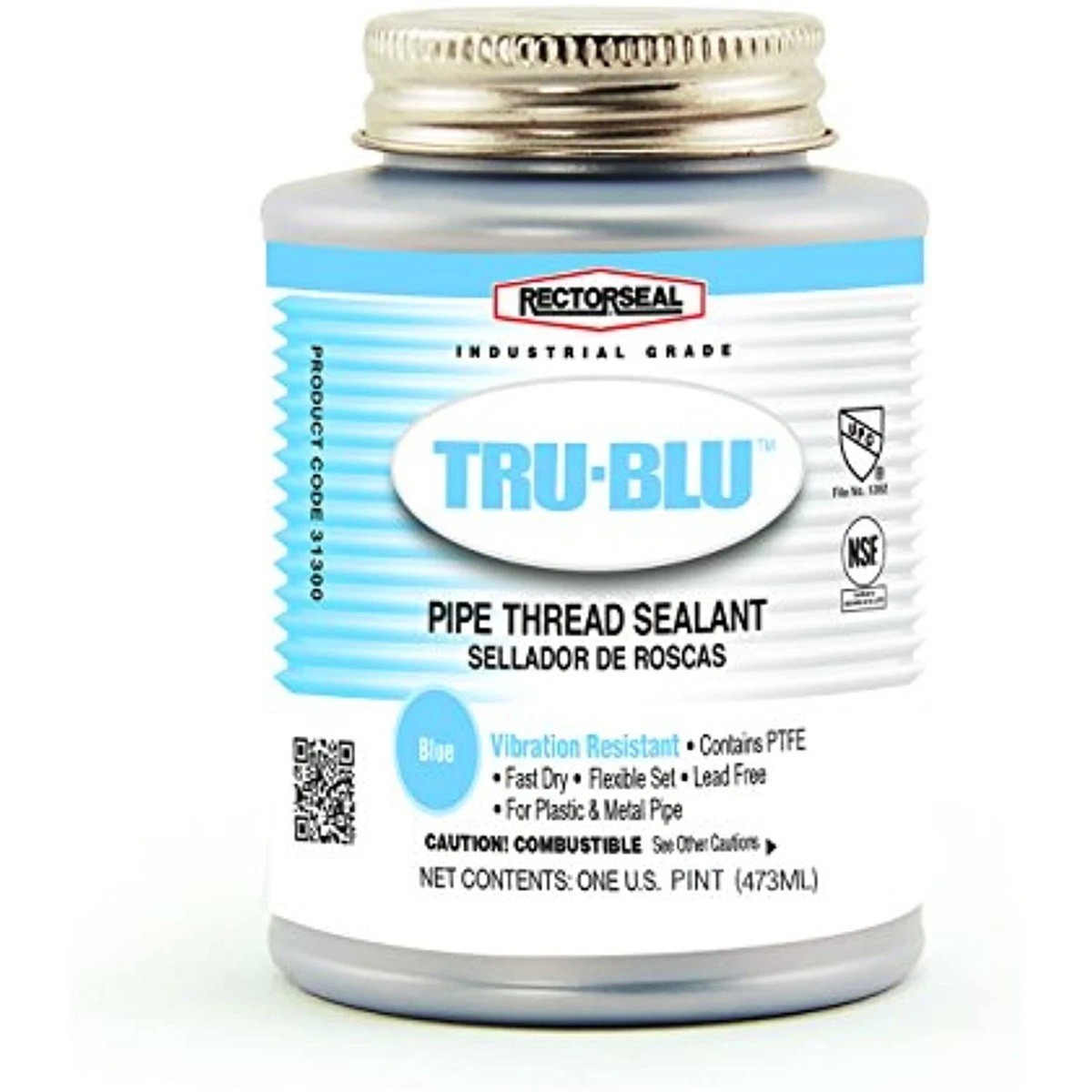 Rectorseal 31431 Pint Brush Top Tru-Blu Pipe Thread Sealant , Blue