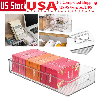 Clear Plastic Organizer Bin Containers For Kitchen Fridge Storage Pantry Food