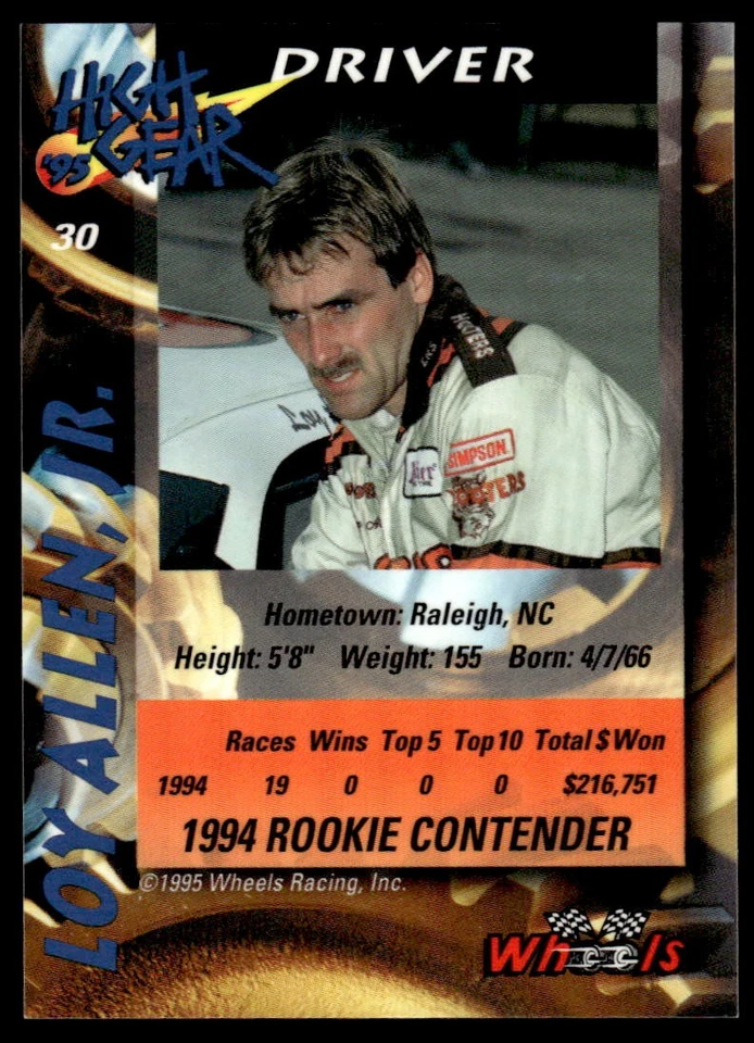 Loy Allen 1995 Wheels High Gear #30 Tri-Star Motorsports - Image 2 of 2
