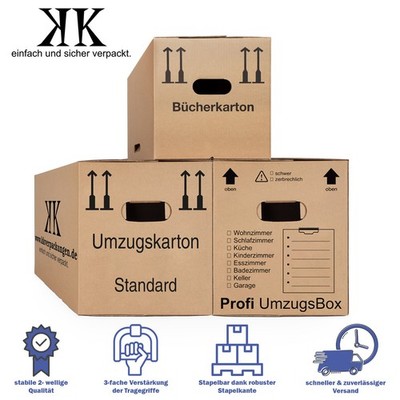 Umzugskartons Profi 2 wellig Umzugskartons Basic 1 wellig Bücherkartons